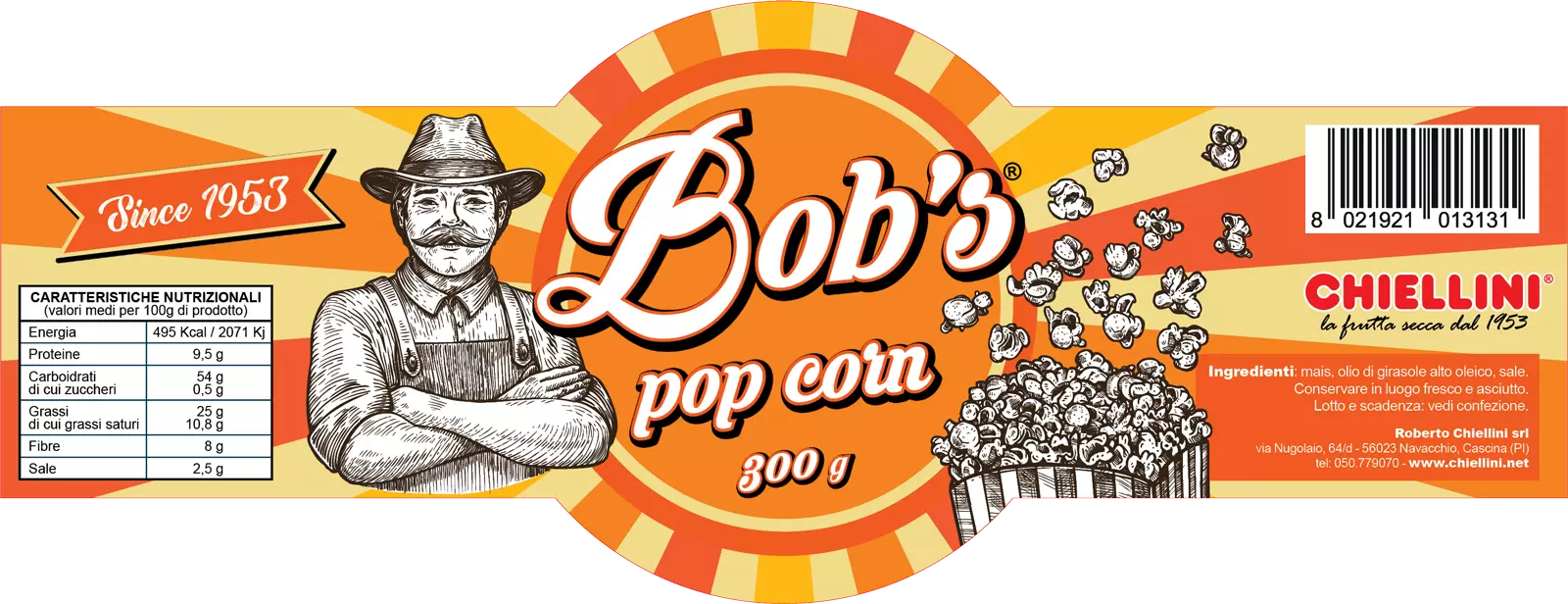 Bob's Pop Corn - etichetta gialla