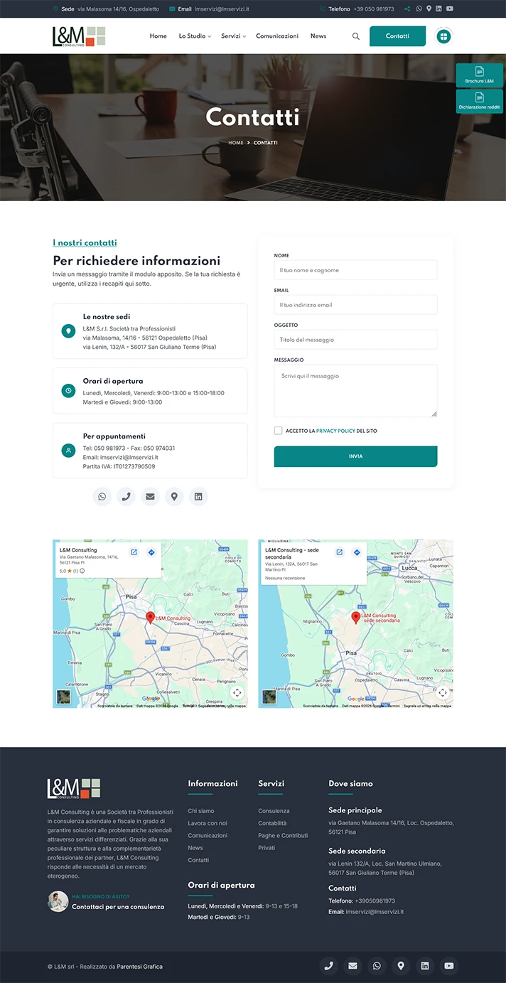 Restyling sito web per L&M - pagina Contatti