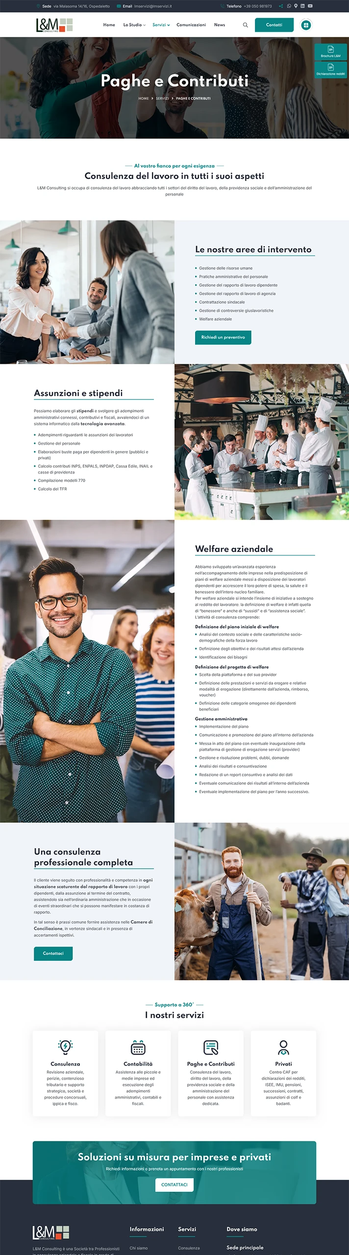 Restyling sito web per L&M - pagina Paghe e Contributi