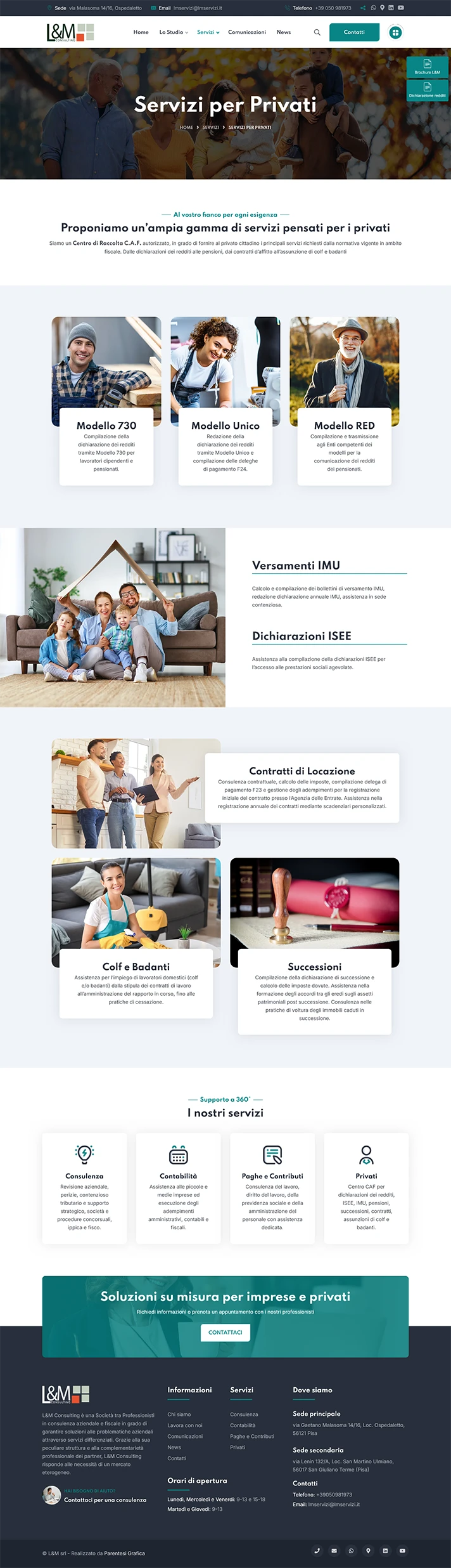 Restyling sito web per L&M - pagina Servizi per Privati